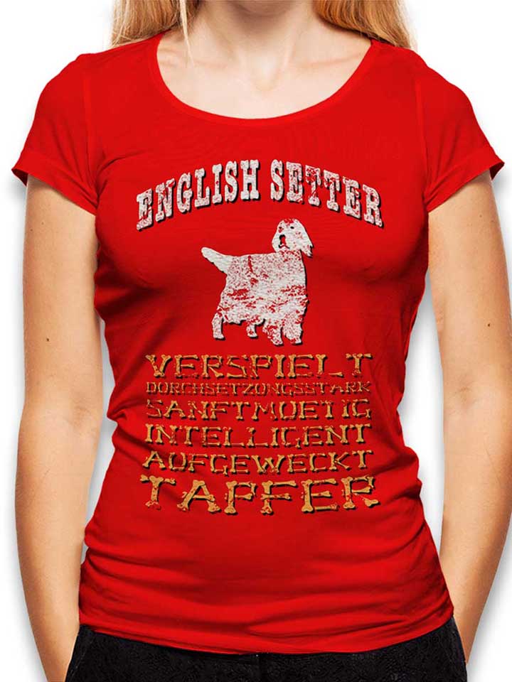 Hund English Setter T-Shirt Femme rouge L