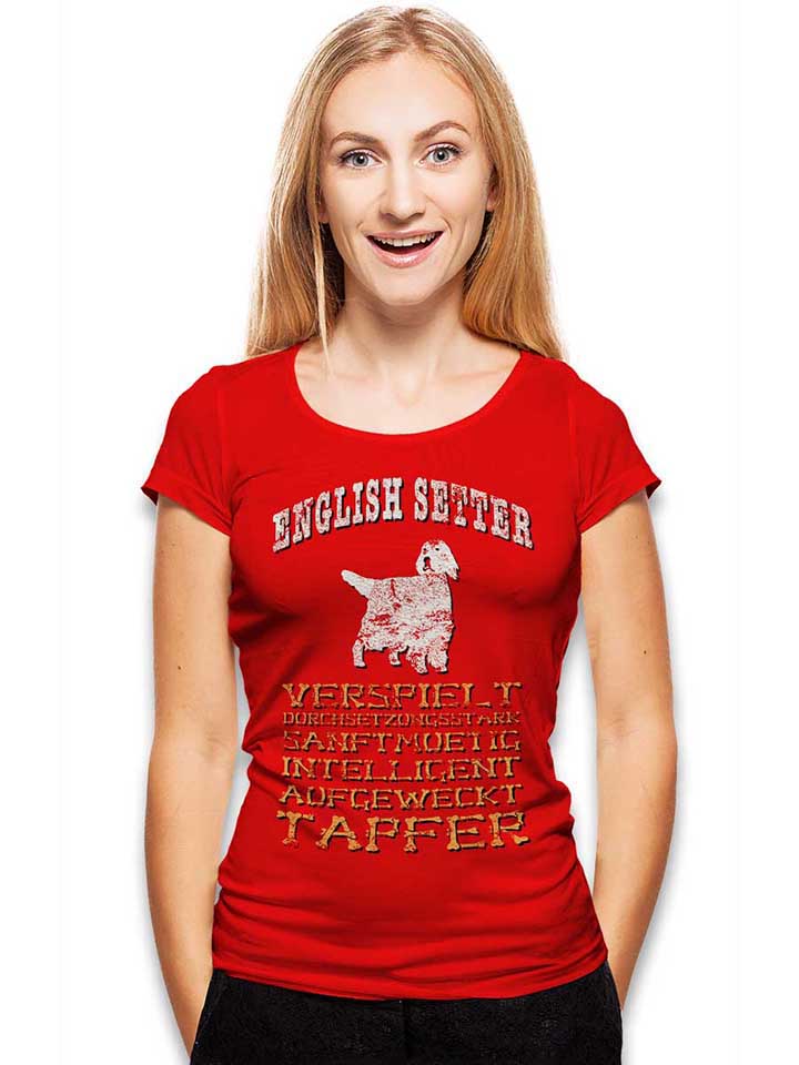 hund-english-setter-damen-t-shirt rot 2