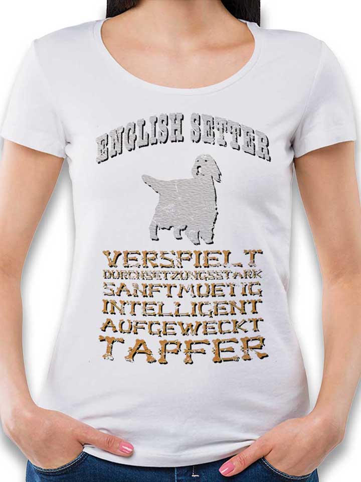 hund-english-setter-damen-t-shirt weiss 1
