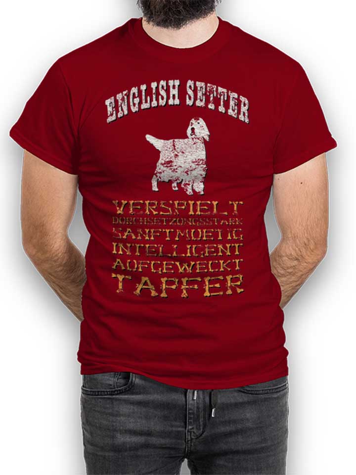 hund-english-setter-t-shirt bordeaux 1