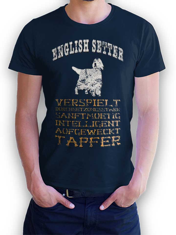 hund-english-setter-t-shirt dunkelblau 1