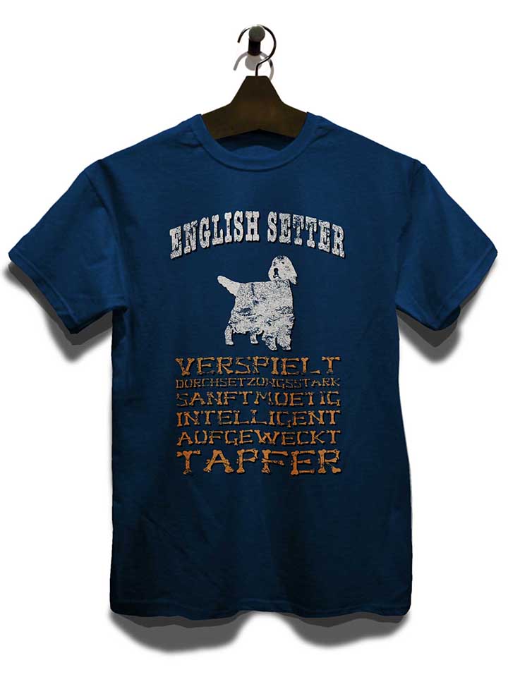 hund-english-setter-t-shirt dunkelblau 3
