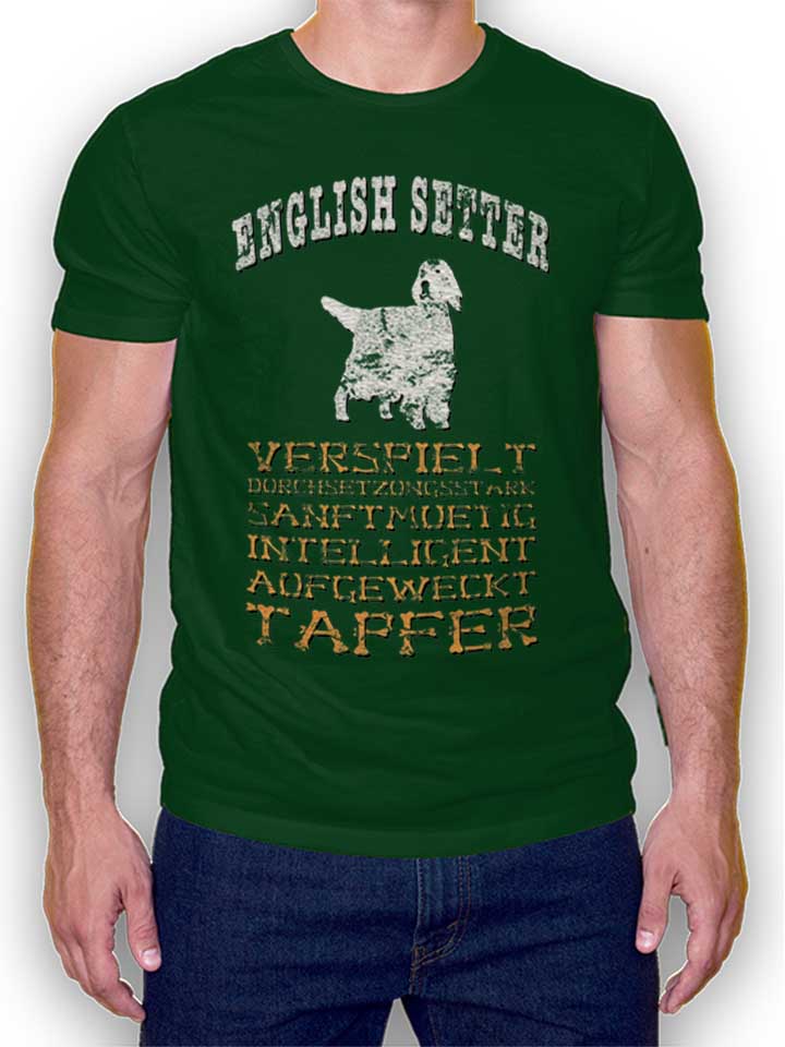 hund-english-setter-t-shirt dunkelgruen 1