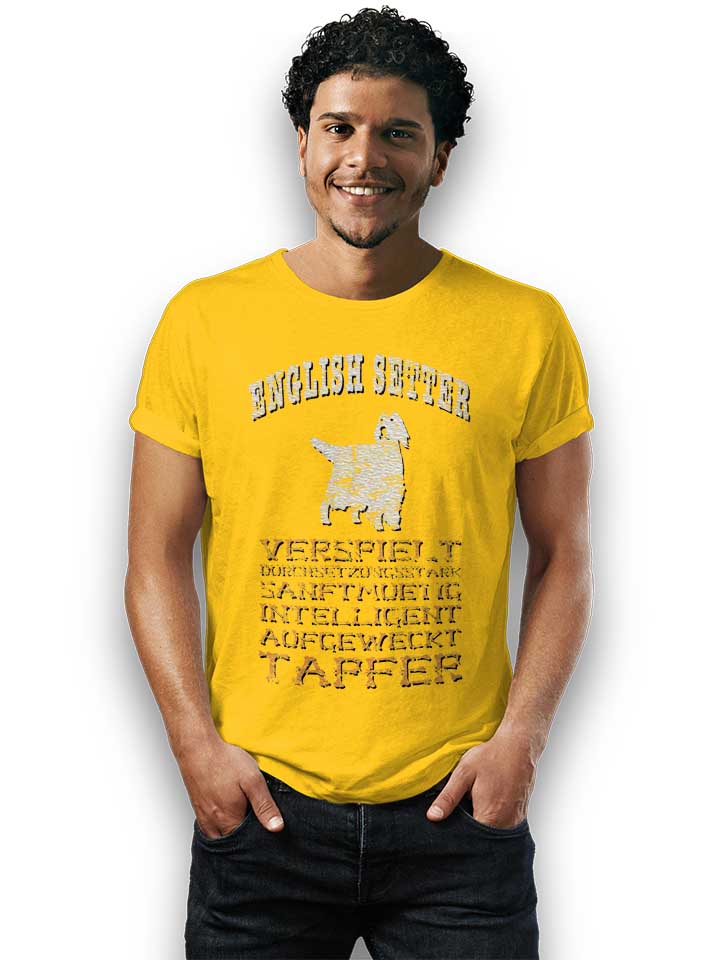hund-english-setter-t-shirt gelb 2