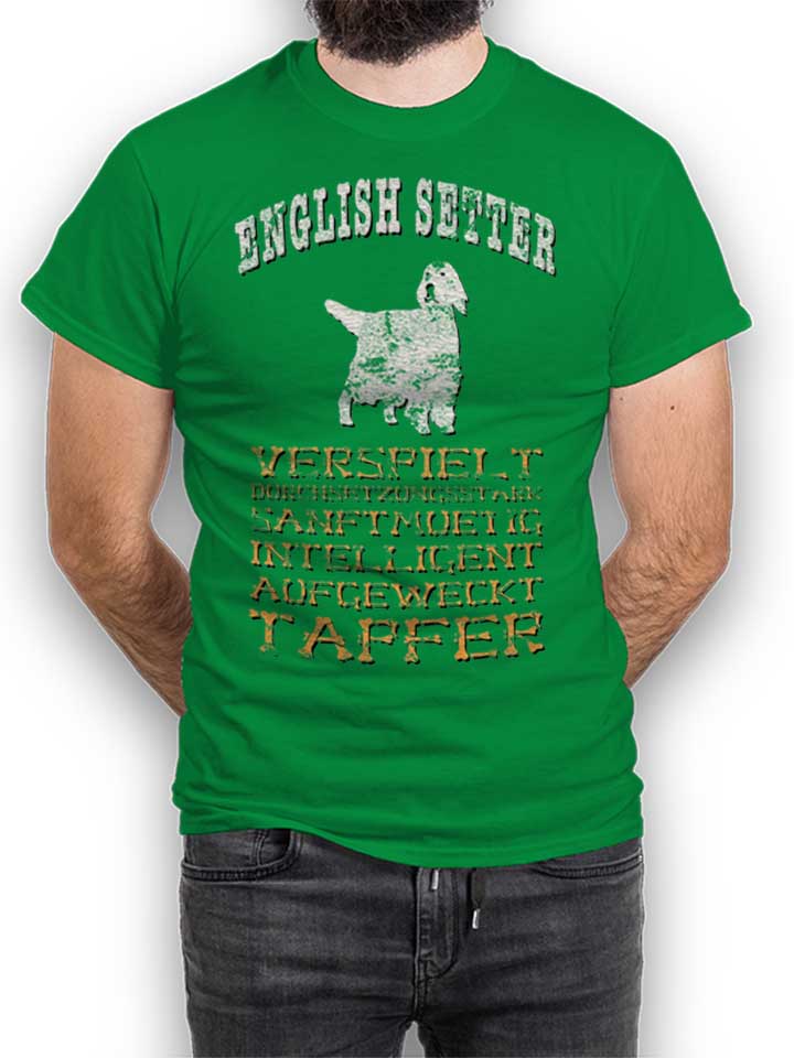hund-english-setter-t-shirt gruen 1