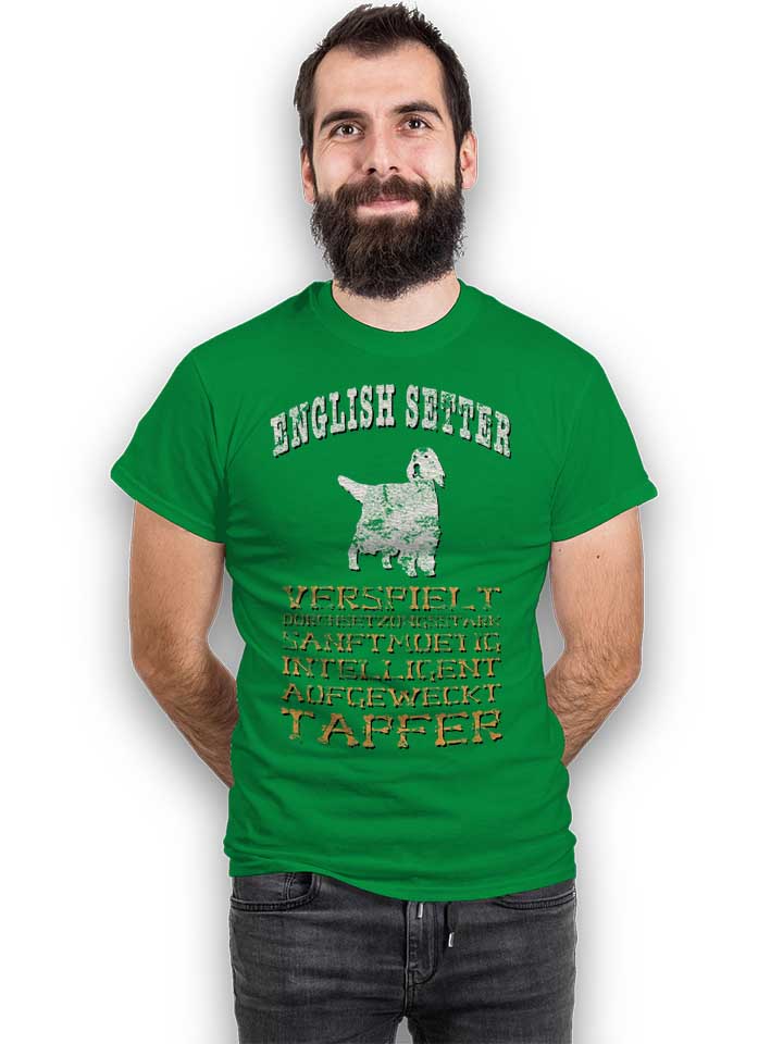 hund-english-setter-t-shirt gruen 2