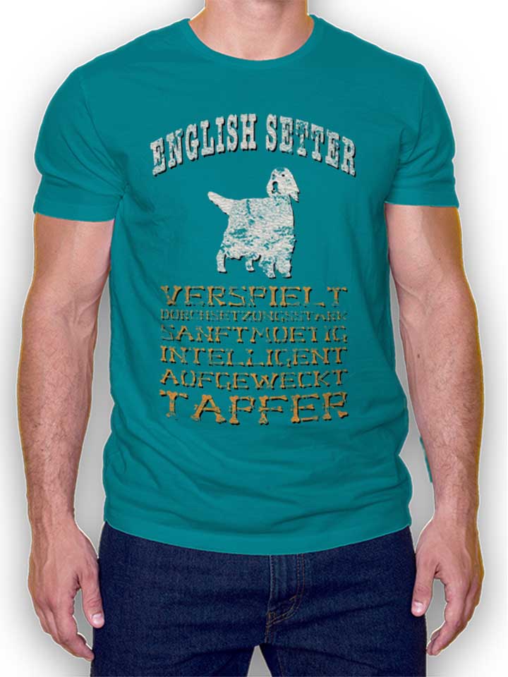 hund-english-setter-t-shirt tuerkis 1