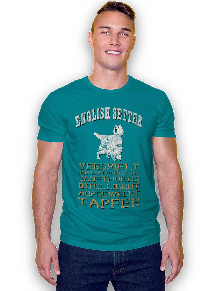 hund-english-setter-t-shirt tuerkis 2