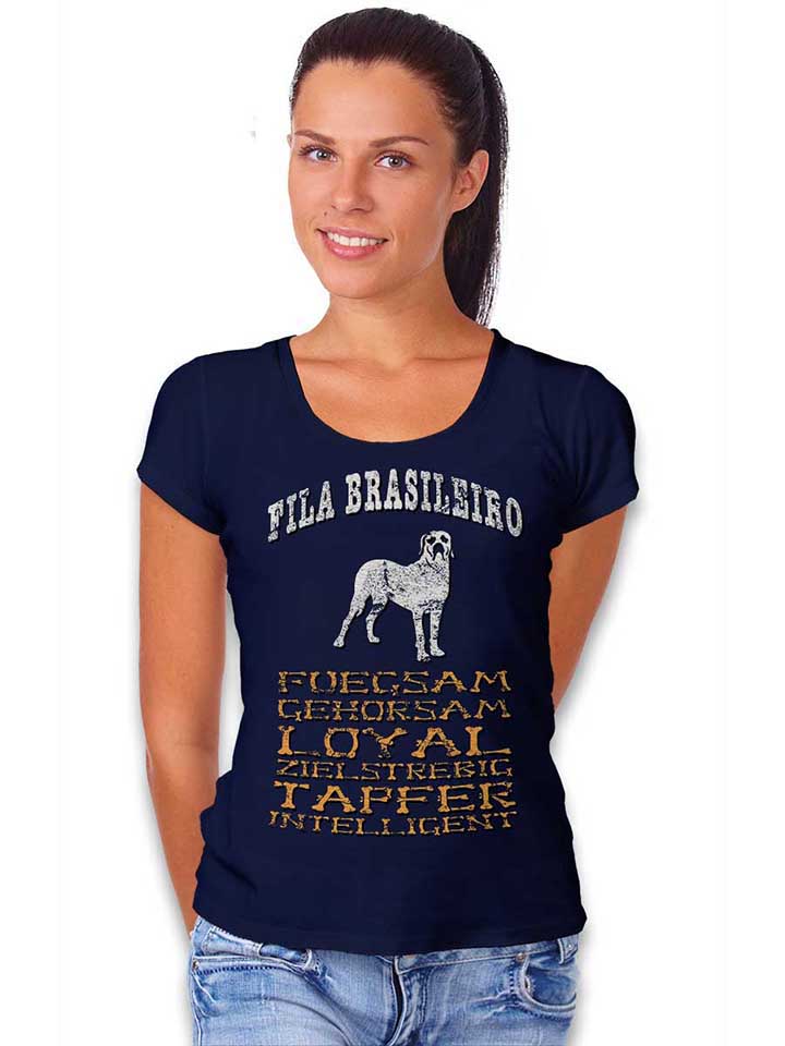 hund-fila-brasileiro-damen-t-shirt dunkelblau 2