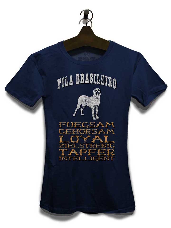 hund-fila-brasileiro-damen-t-shirt dunkelblau 3
