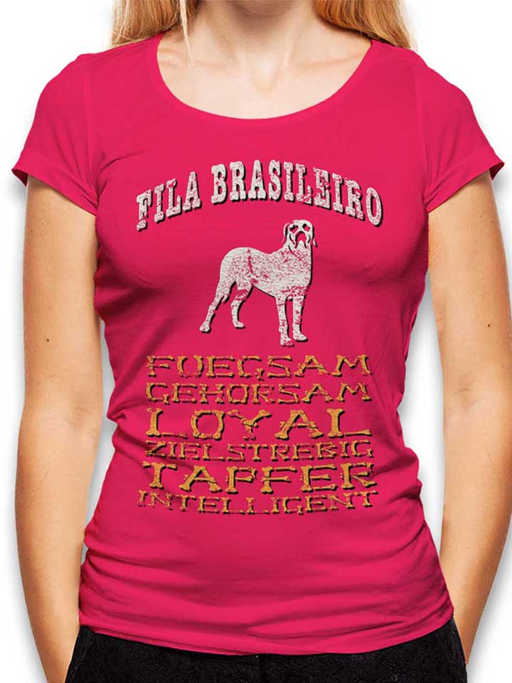 Hund Fila Brasileiro Damen T-Shirt fuchsia L