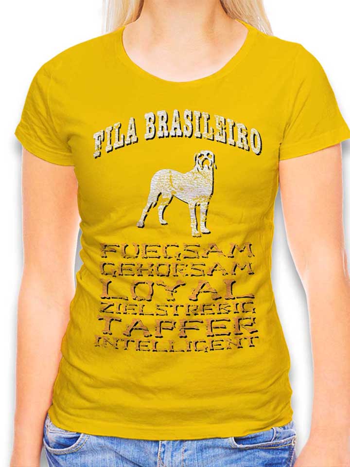 Hund Fila Brasileiro Camiseta Mujer amarillo L