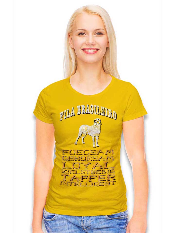 hund-fila-brasileiro-damen-t-shirt gelb 2