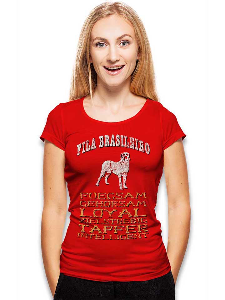 hund-fila-brasileiro-damen-t-shirt rot 2
