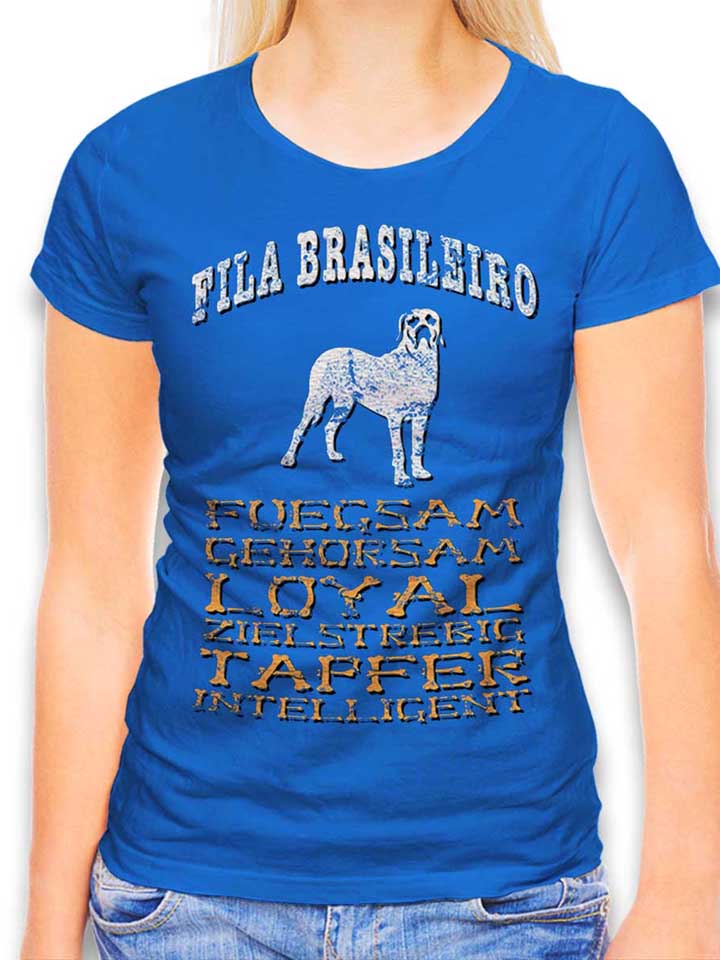 Hund Fila Brasileiro Camiseta Mujer azul-real L