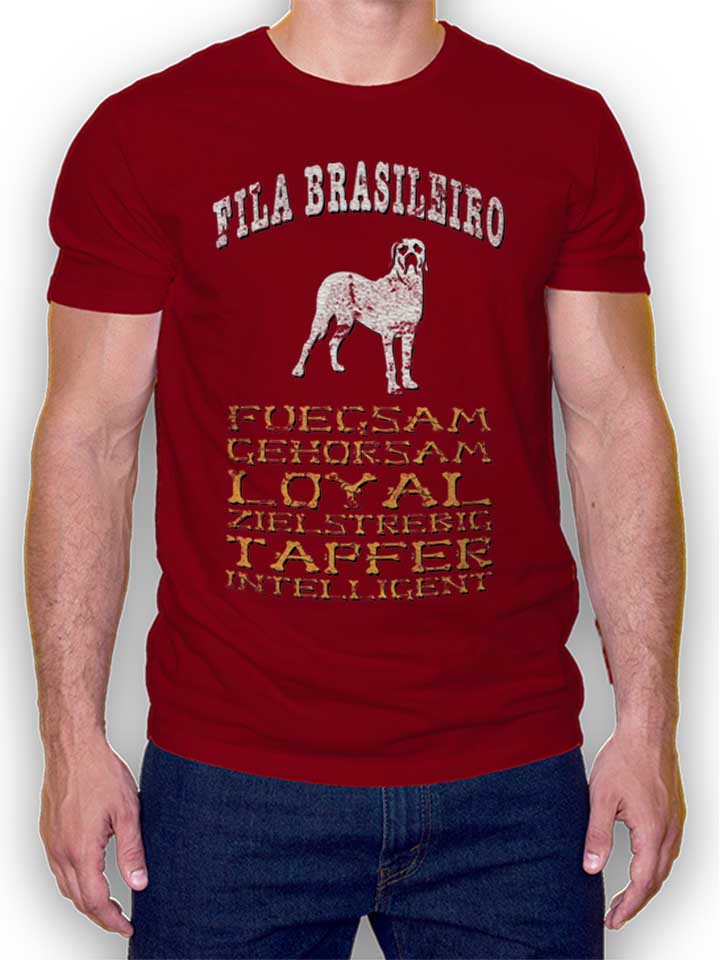 hund-fila-brasileiro-t-shirt bordeaux 1