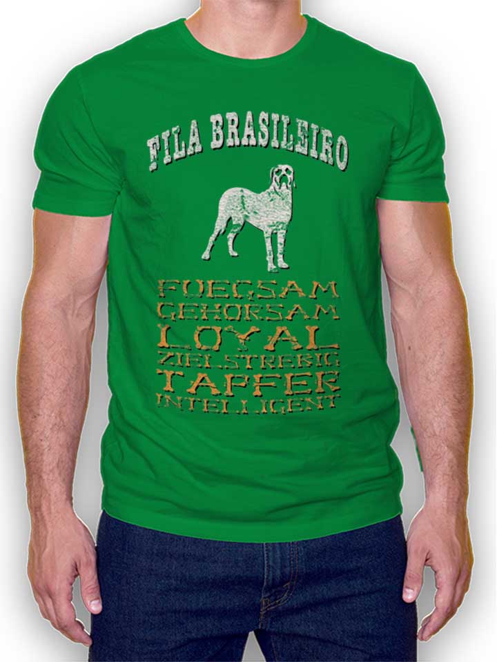hund-fila-brasileiro-t-shirt gruen 1