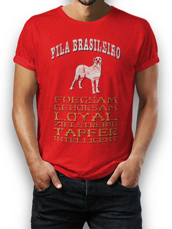 hund-fila-brasileiro-t-shirt rot 1