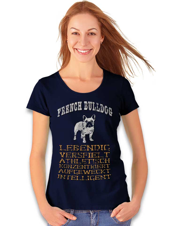 hund-french-bulldog-damen-t-shirt dunkelblau 2