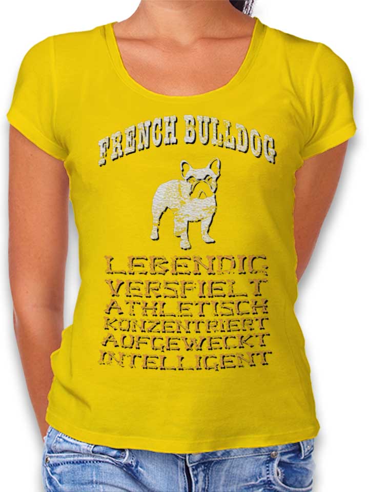 Hund French Bulldog T-Shirt Femme jaune L