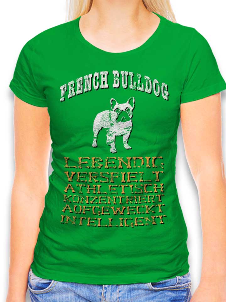 Hund French Bulldog Womens T-Shirt green L