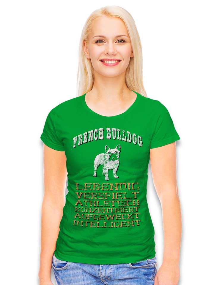hund-french-bulldog-damen-t-shirt gruen 2
