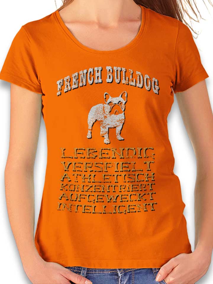 Hund French Bulldog Damen T-Shirt orange L