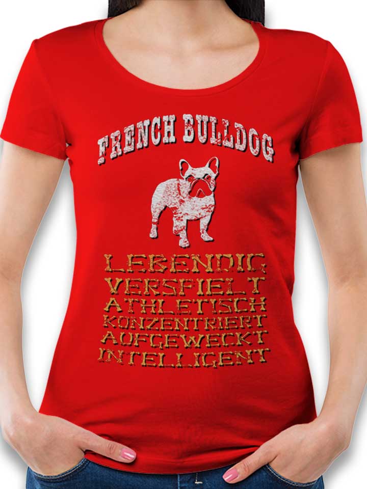 Hund French Bulldog Damen T-Shirt rot L