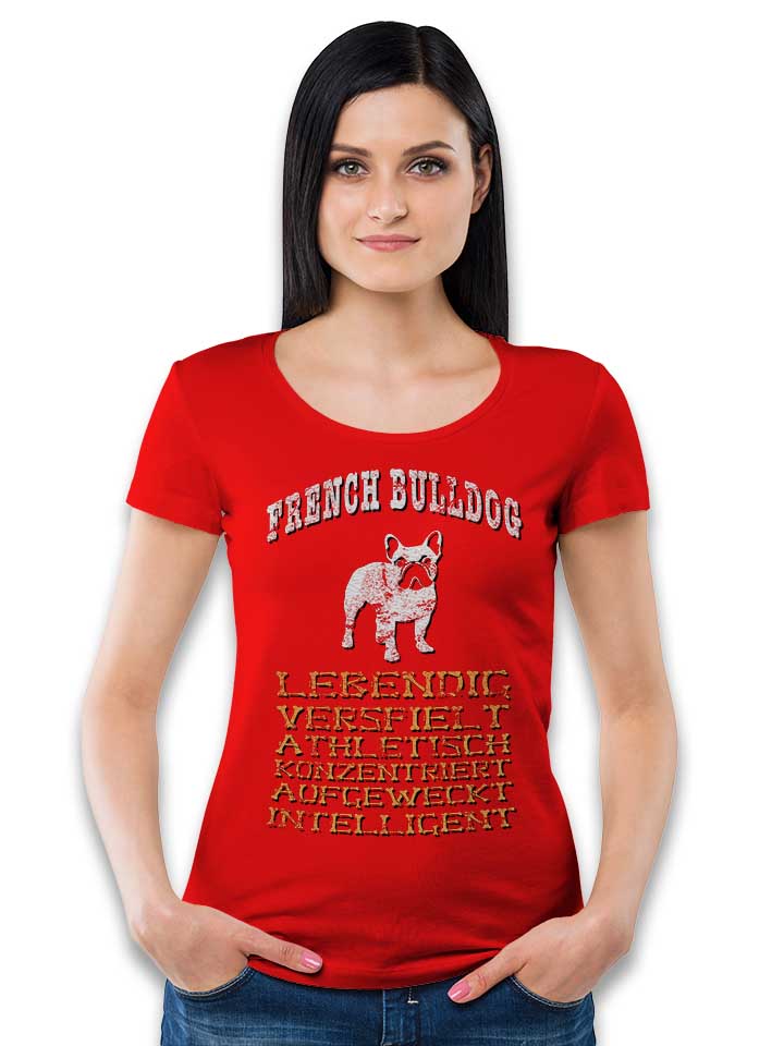 hund-french-bulldog-damen-t-shirt rot 2