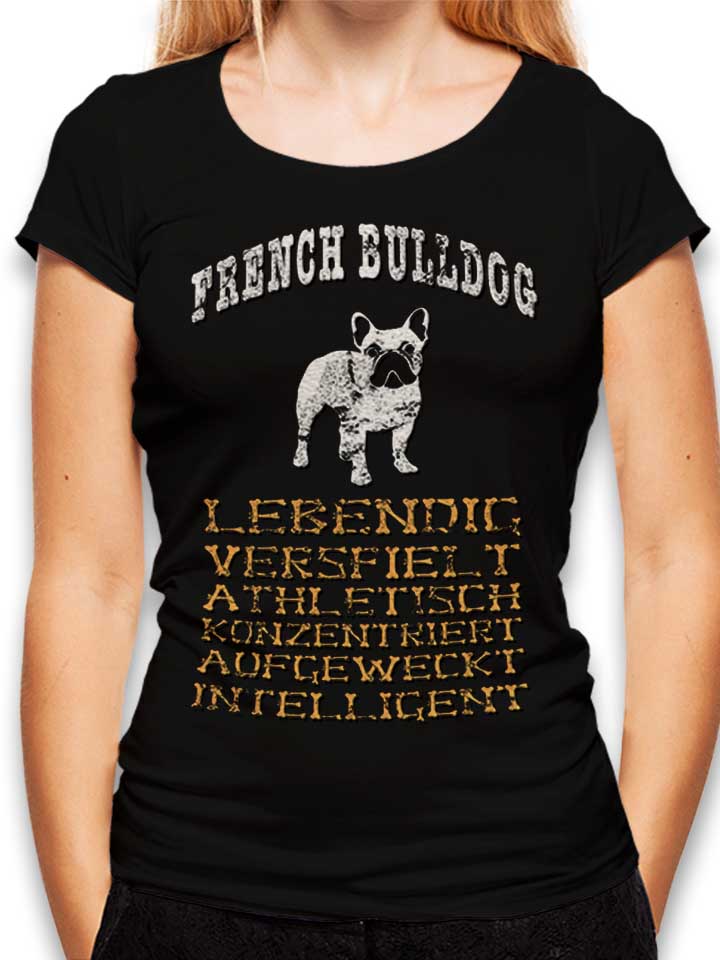 Hund French Bulldog T-Shirt Femme noir L