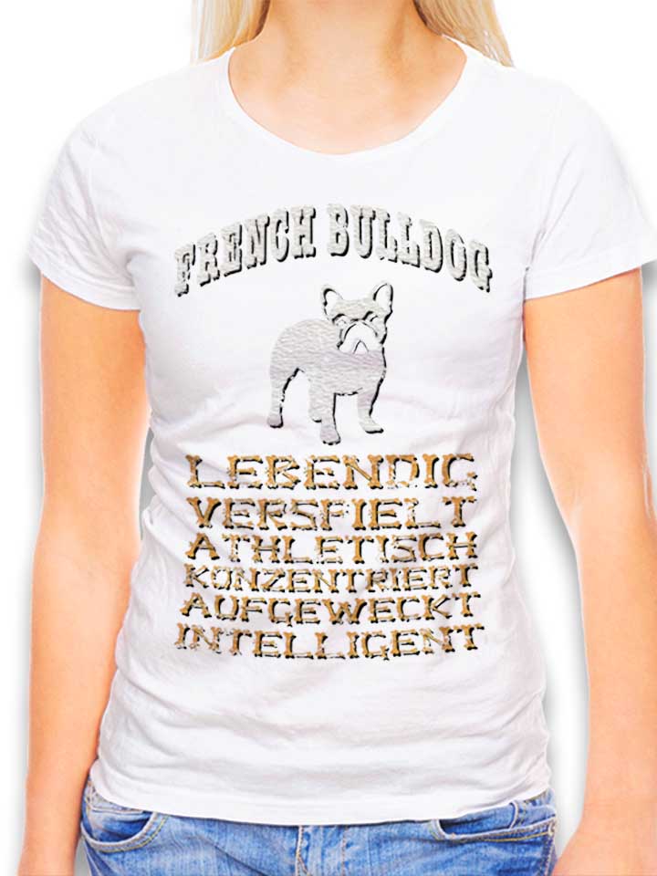 Hund French Bulldog Damen T-Shirt weiss L