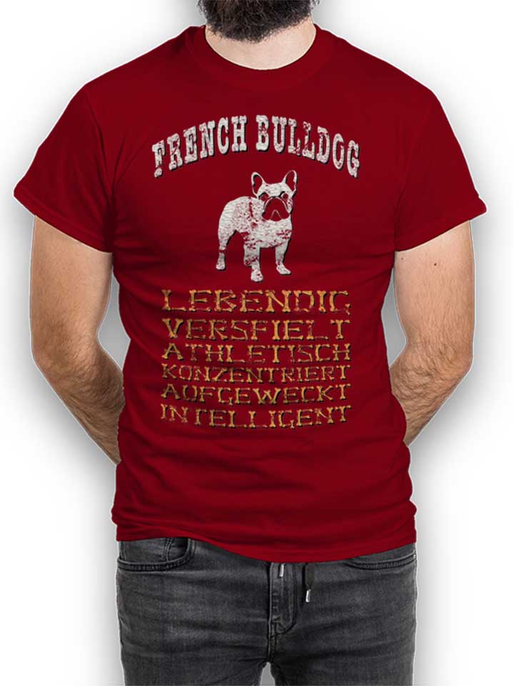 Hund French Bulldog T-Shirt bordeaux L