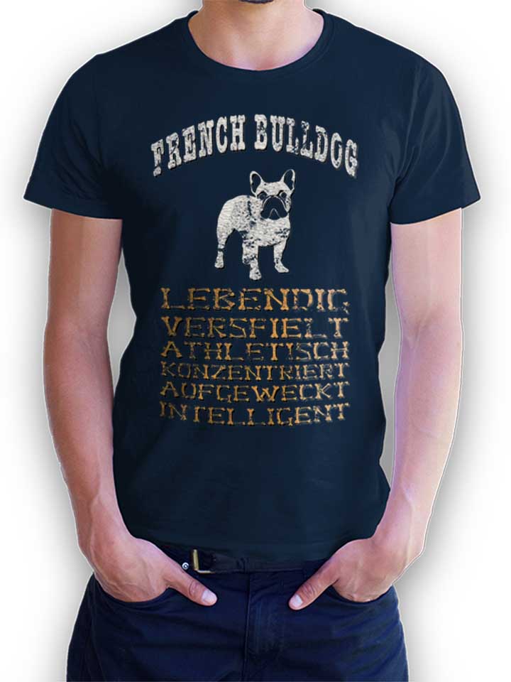 Hund French Bulldog Camiseta azul-marino L