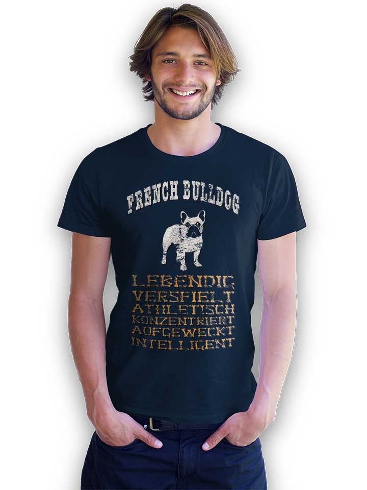 hund-french-bulldog-t-shirt dunkelblau 2