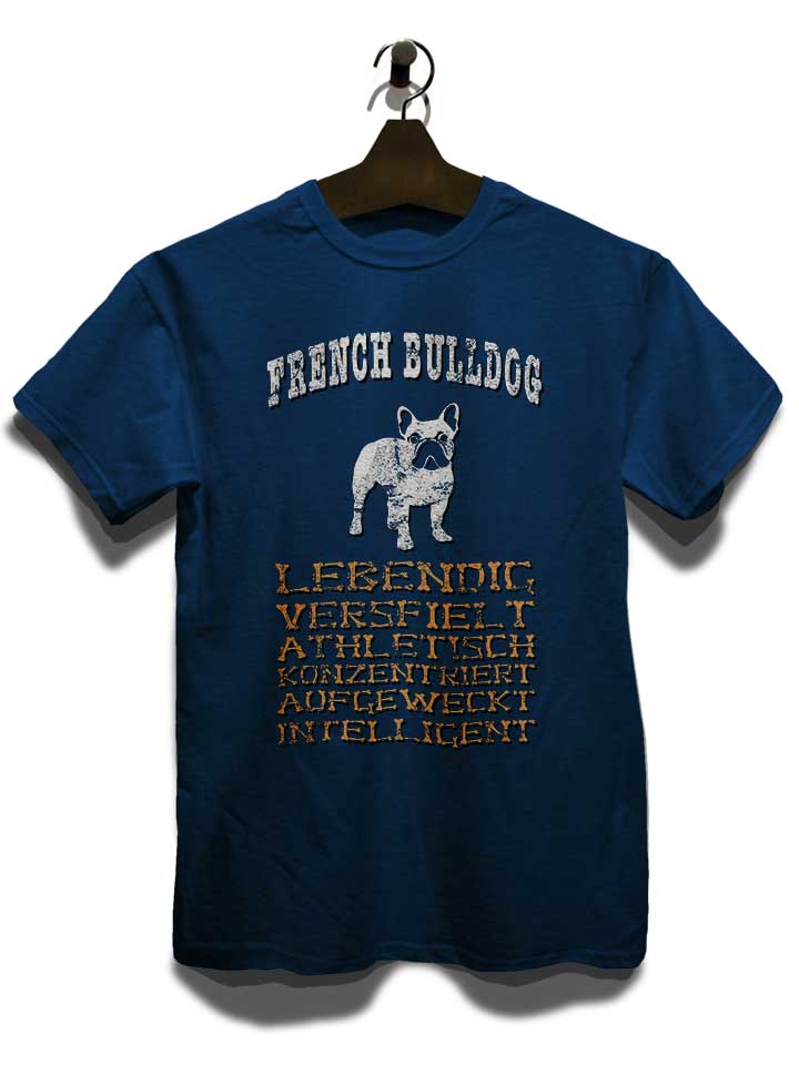 hund-french-bulldog-t-shirt dunkelblau 3