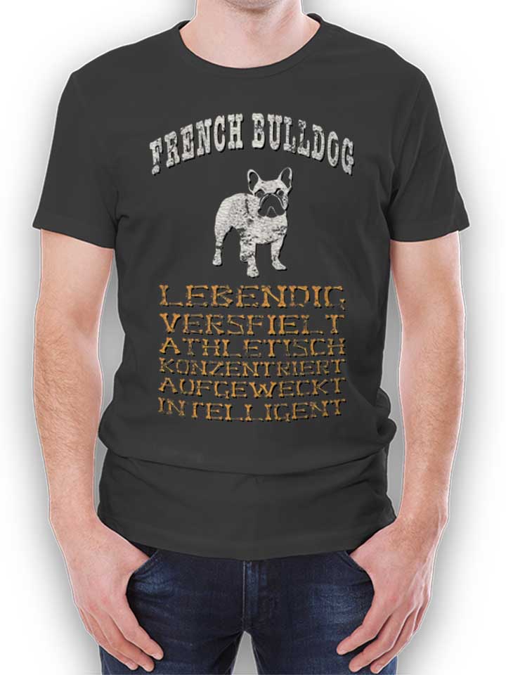 Hund French Bulldog T-Shirt dunkelgrau L