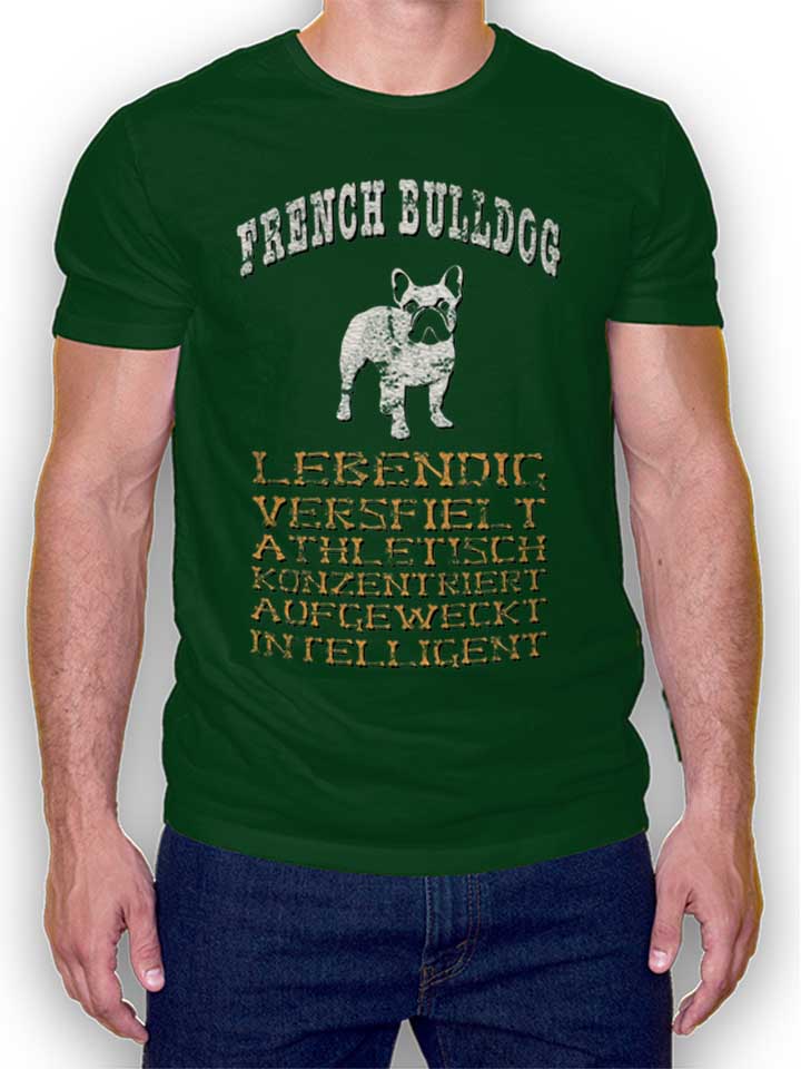 Hund French Bulldog Camiseta verde-oscuro L