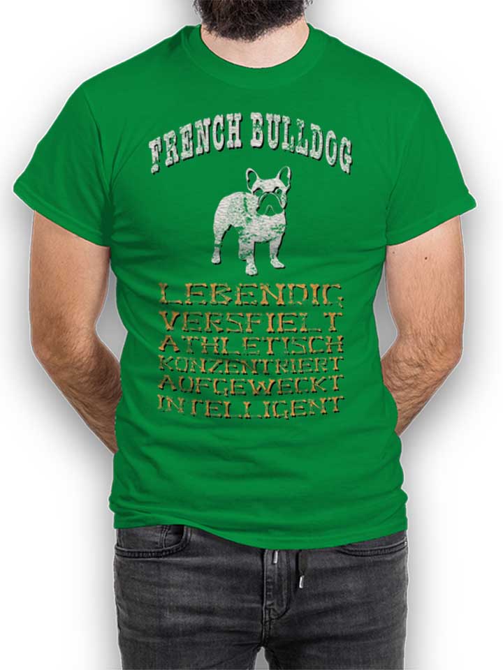 Hund French Bulldog T-Shirt gruen L