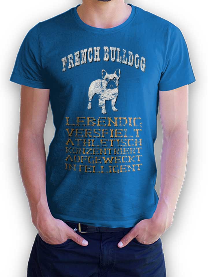 Hund French Bulldog T-Shirt bleu-roi L