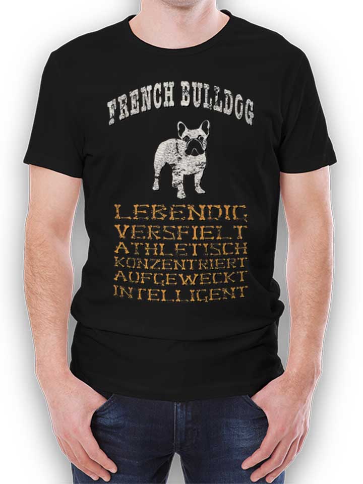 Hund French Bulldog T-Shirt black L