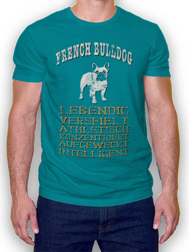 Hund French Bulldog T-Shirt tuerkis L