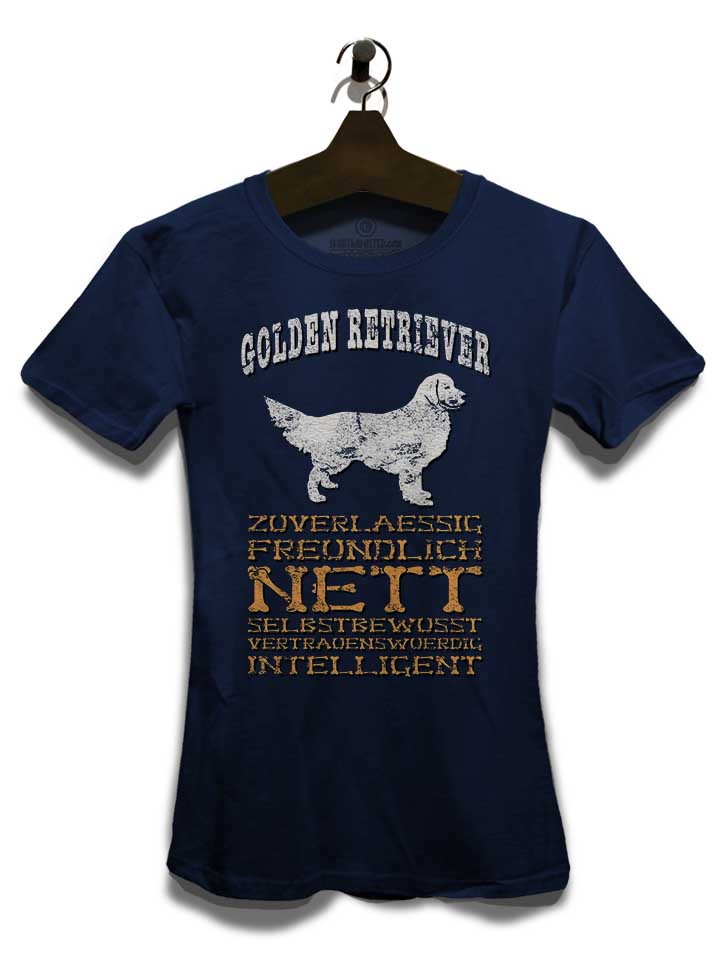 hund-golden-retriever-damen-t-shirt dunkelblau 3