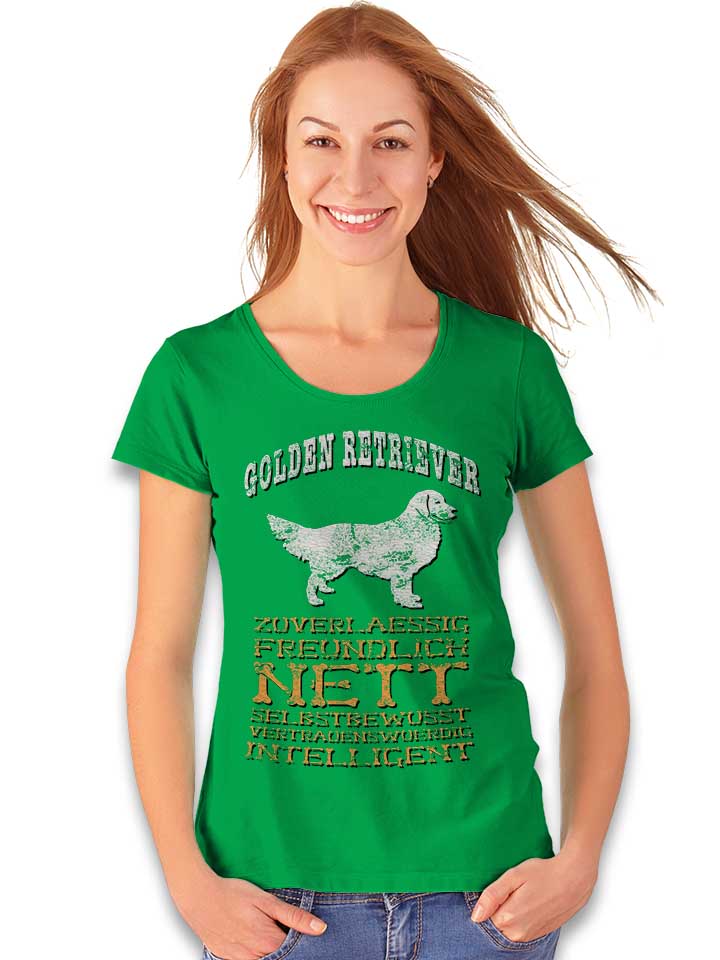 hund-golden-retriever-damen-t-shirt gruen 2