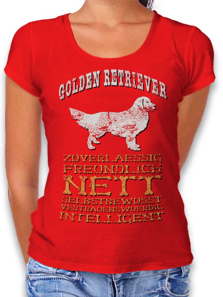 hund-golden-retriever-damen-t-shirt rot 1