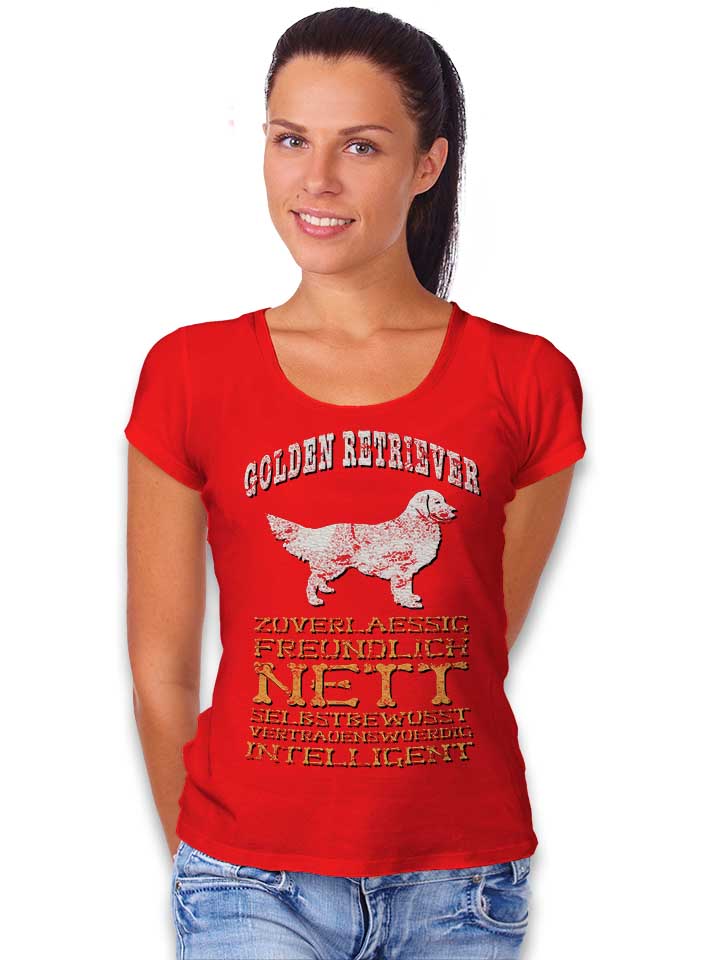 hund-golden-retriever-damen-t-shirt rot 2
