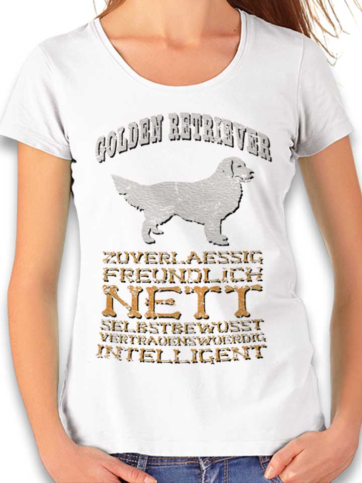 Hund Golden Retriever T-Shirt Femme blanc L