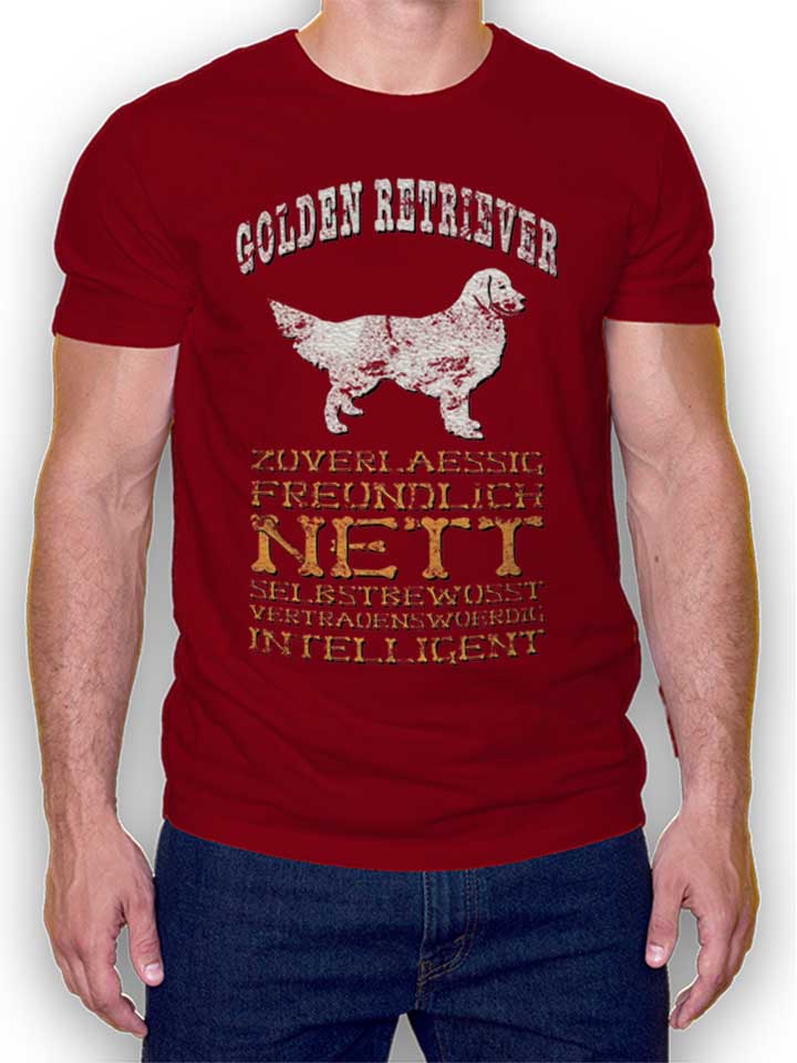 Hund Golden Retriever T-Shirt bordeaux L