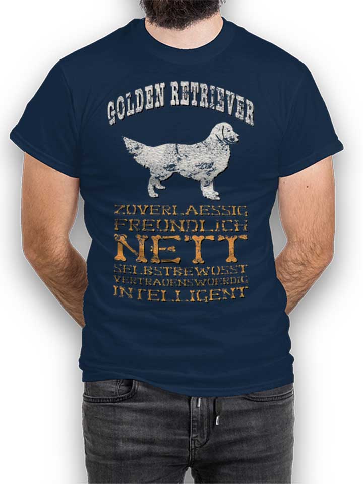 Hund Golden Retriever T-Shirt dunkelblau L