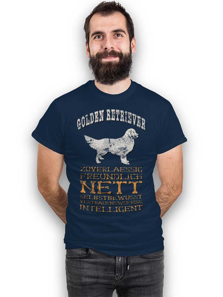 hund-golden-retriever-t-shirt dunkelblau 2