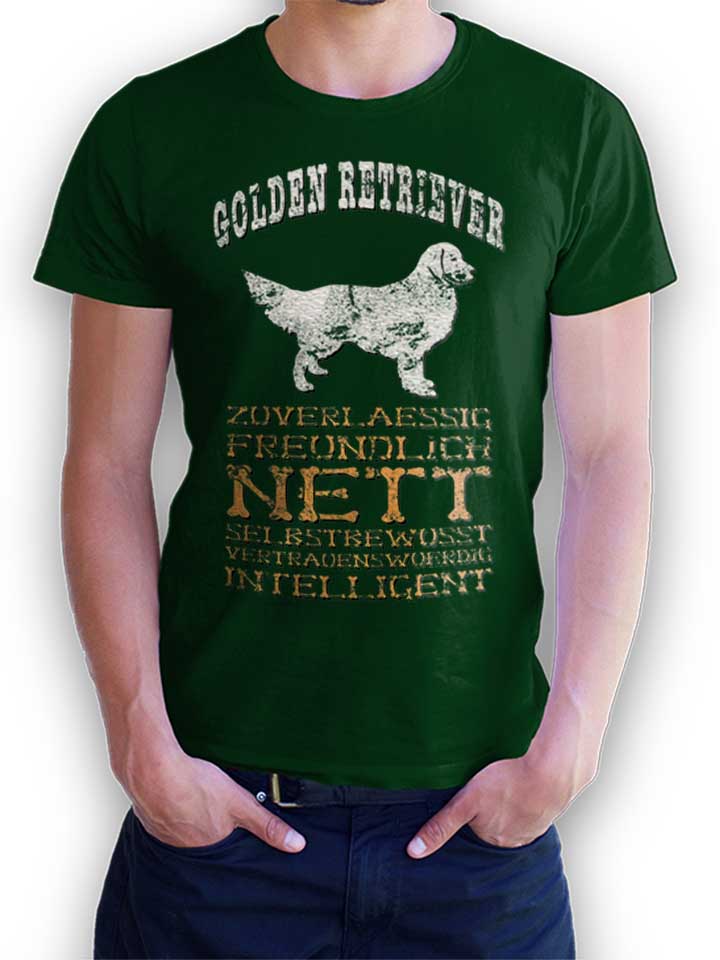 Hund Golden Retriever T-Shirt verde-scuro L
